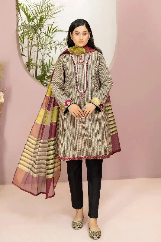 3PC - Embroidered Textured Khadi Cotton Suit