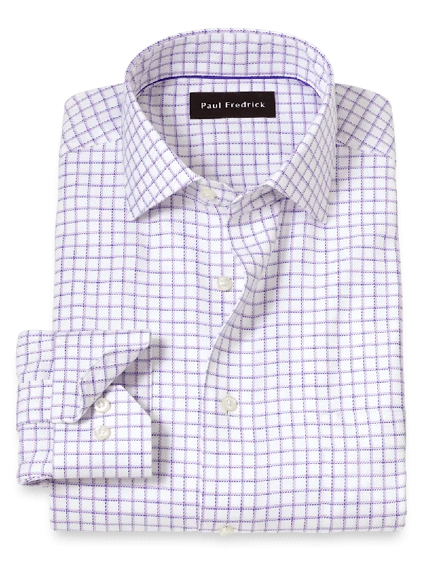 Comfort Stretch Non-Iron Check Dress Shirt - Purple