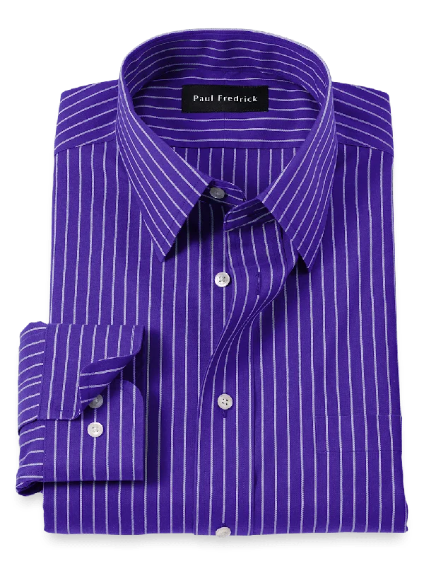 Comfort Stretch Non-Iron Stripe Dress Shirt - Purple