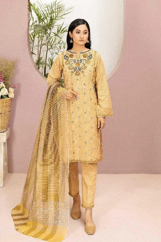 3PC - Embroidered Textured Khadi Cotton Suit