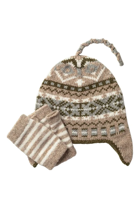 Children's Fairisle Hat & Stripy Wristwarmers Gift Set