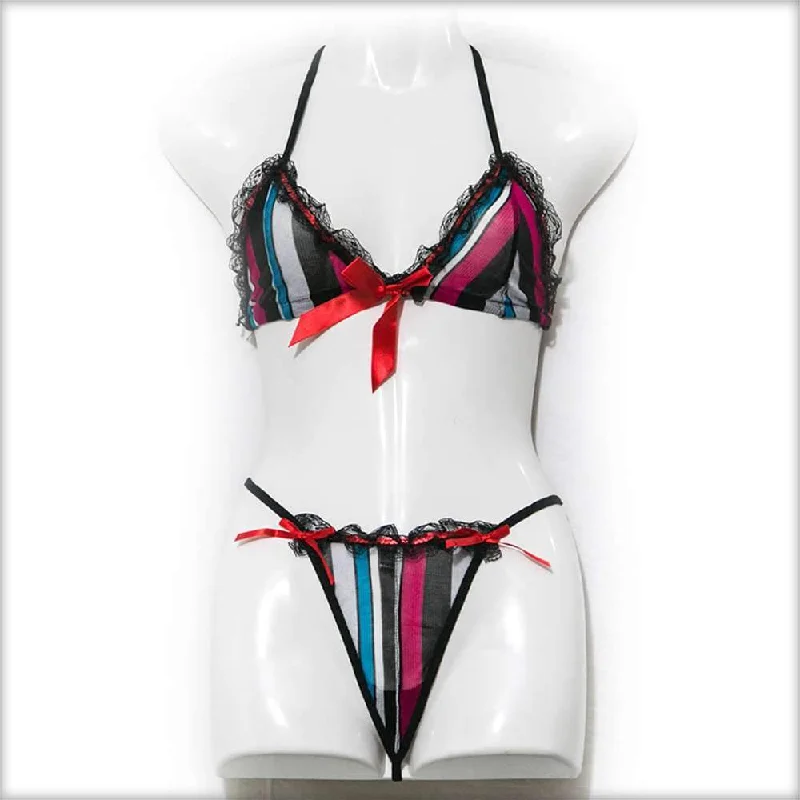 Lining Print Lingerie Set