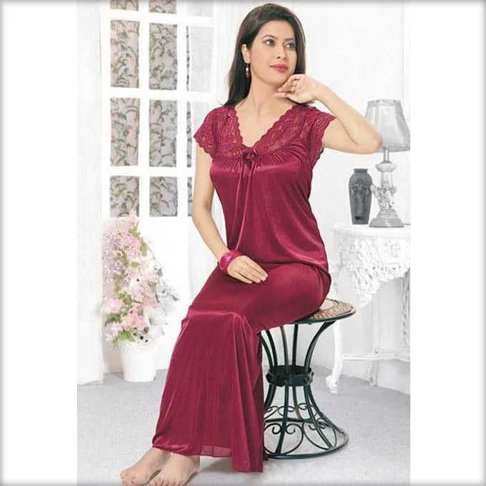 Maroon - FL-519 - Flourish Nightwear