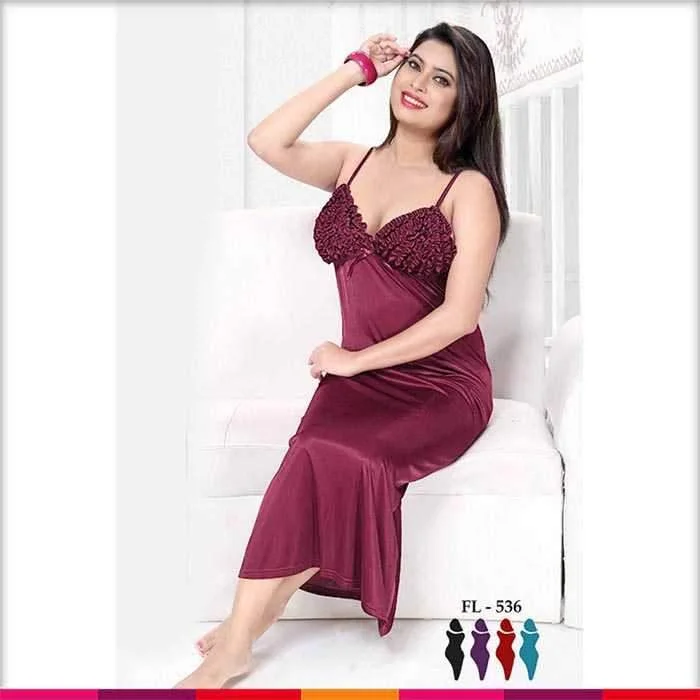 Maroon Nighty - FL-536 - Flourish Nightwear