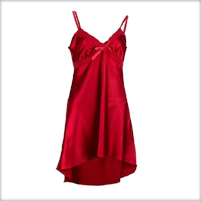 Maroon Satin Tail Chemise