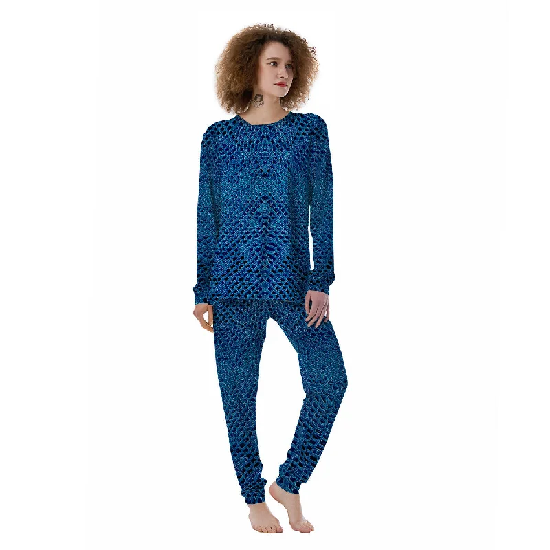 Snake Skin Blue Print Women's Pajamas