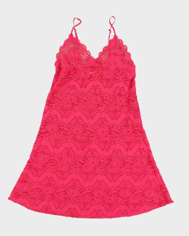 Vintage 90s/00s La Vie En Rose Pink Lace Slip Dress - M