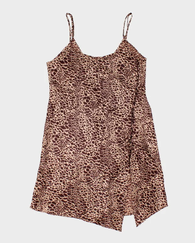 Y2k 00s Leopard Print Slip Dress - M