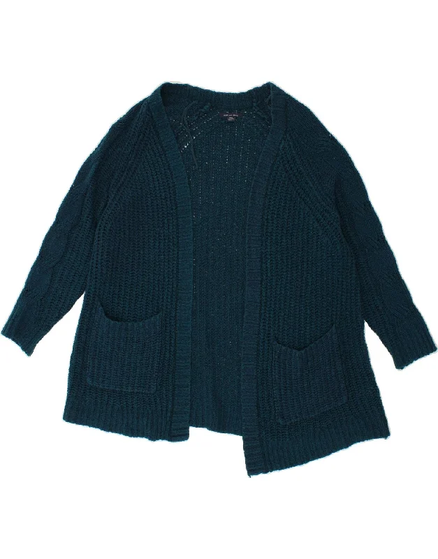 AMERICAN EAGLE Womens Open Cardigan Sweater UK 14 Medium Blue Cotton