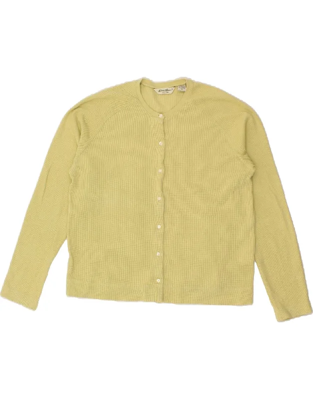 EDDIE BAUER Womens Cardigan Sweater UK 18 XL Yellow Cotton