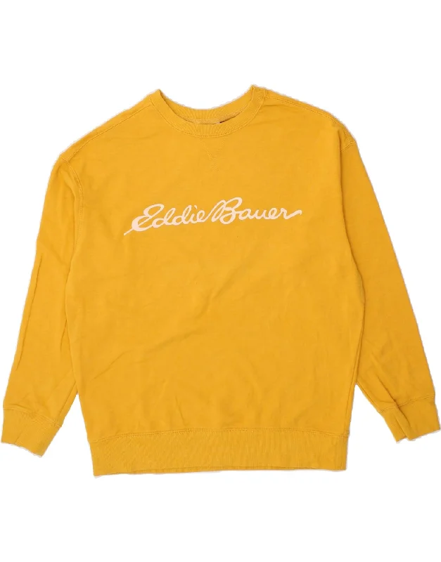 EDDIE BAUER Womens Oversized Graphic Sweatshirt Jumper UK 14 Medium Yellow