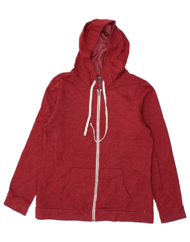 EDDIE BAUER Womens Zip Hoodie Sweater UK 14 Medium Red Cotton