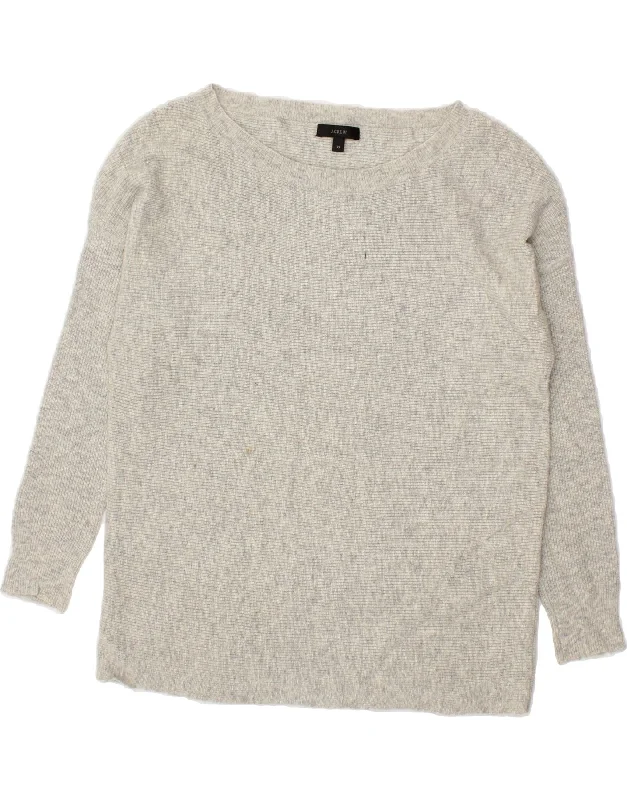 J. CREW Womens Oversized Boat Neck Jumper Sweater UK 6 XS Grey Flecked