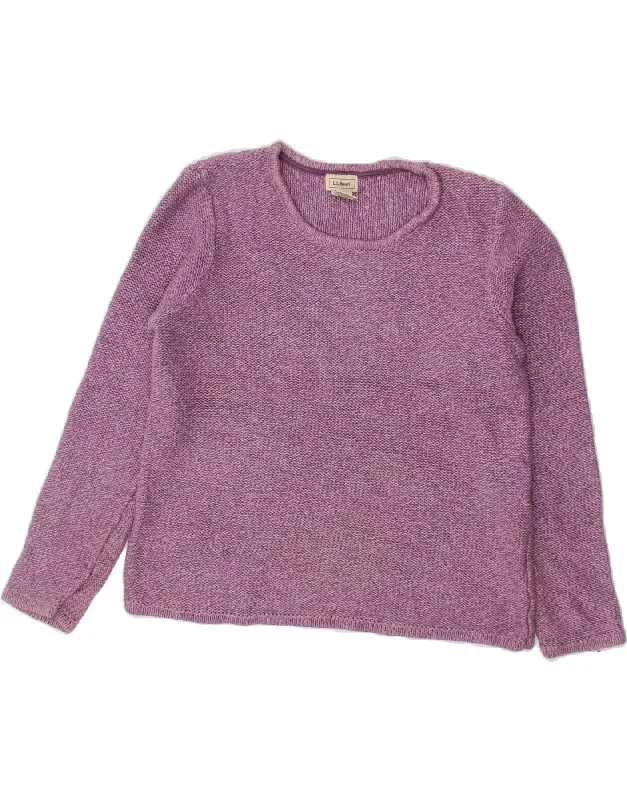 L.L.BEAN Womens Boat Neck Jumper Sweater UK 14 Medium Purple Cotton