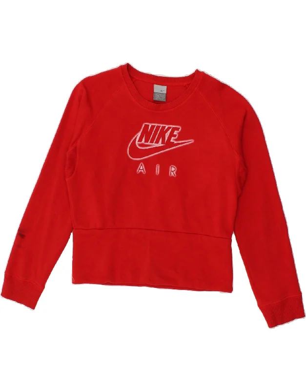 NIKE Womens Graphic Sweatshirt Jumper UK 10/12 Medium Red Cotton