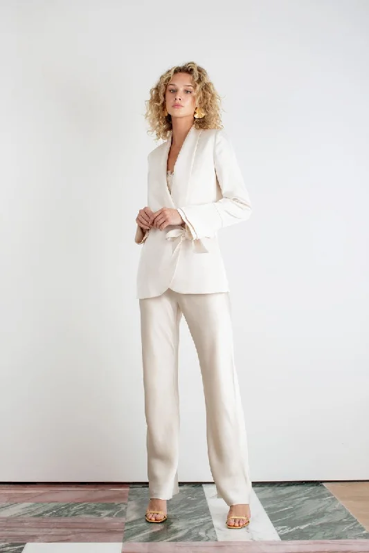 "The Sandra" - Satin Trousers (Cream)