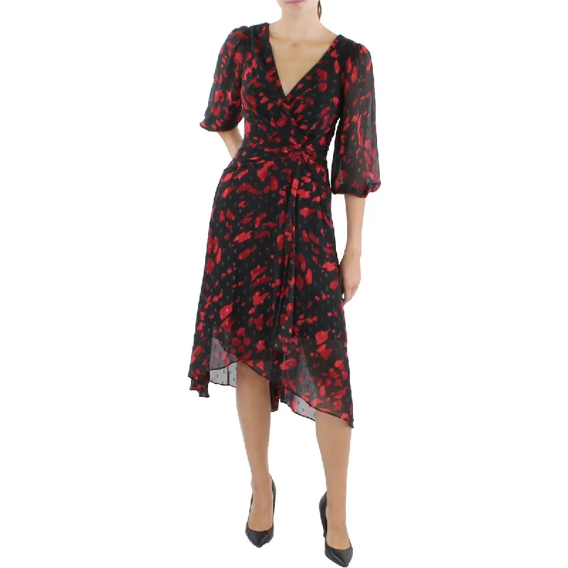 Womens Chiffon Printed Midi Dress