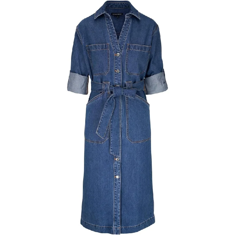 Veronica Beard Women's Evelyn Denim Belted Midi Dress, Cornflower