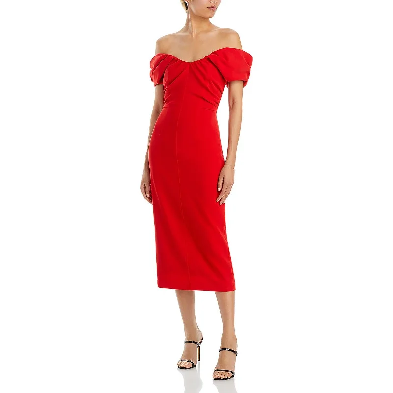 Nora Womens Off-The-Shoulder Special Occasion Midi Dress