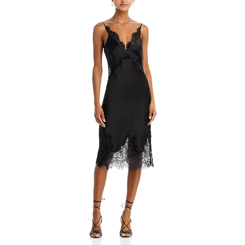 Womens Lace Midi Slip Dress