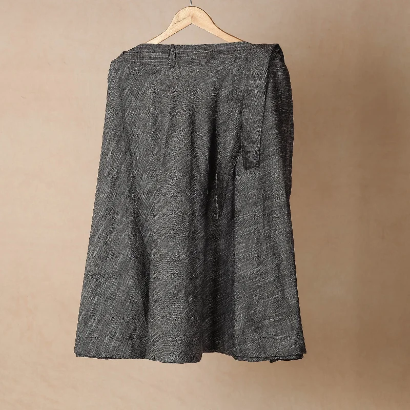 Grey - Plain Handloom Jhiri Cotton Wrap Around Skirt