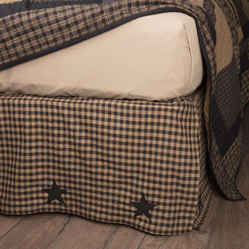 Black Check Star Bed Skirts Raven Black, Khaki Tan VHC Brands