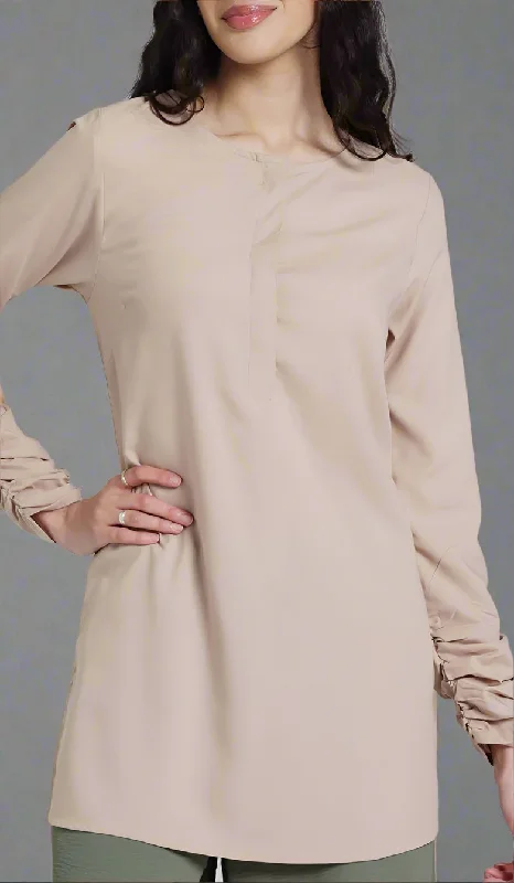 Falisha Cotton Feel Long Modest Tunic  - Mocha