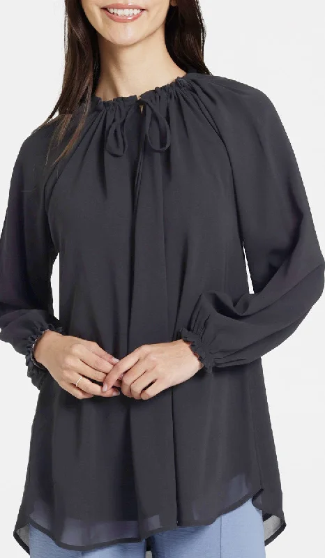 Farheen Essential Long Chiffon Modest Top - Black - Final Sale