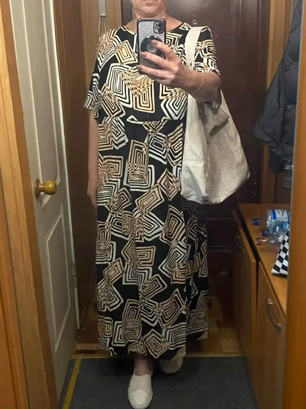 Geometric Printed Dress Robe Bohemian Maxi Long Dresses