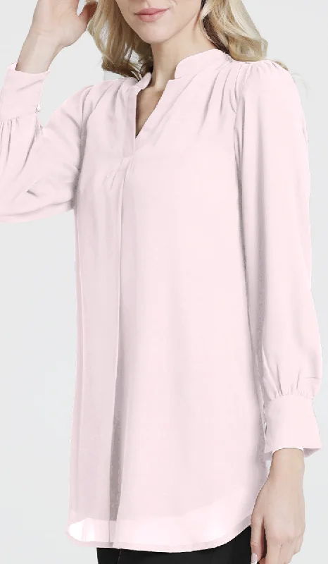 Shaina Long Chiffon Modest Top - Blush