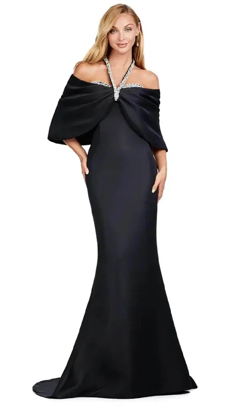 Ashley Lauren 11424 - Bejeweled Versatile Satin Gown