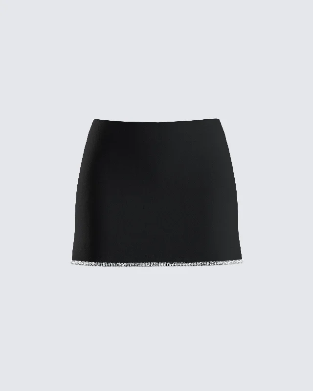 Birgit Black Rhinestone Mini Skirt