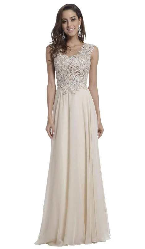 Cinderella Divine - Cap Sleeve Embellished Illusion Lace Gown