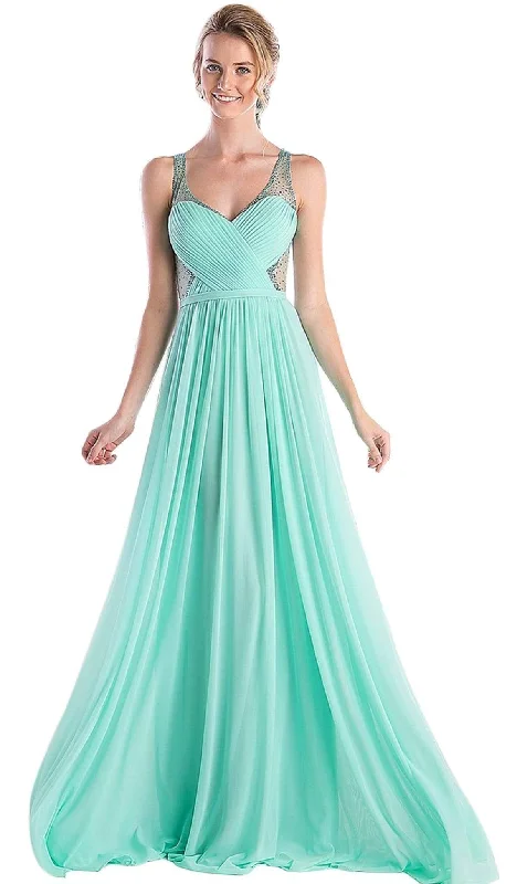 Cinderella Divine - Crisscrossed Ornate Illusion Panel Gown