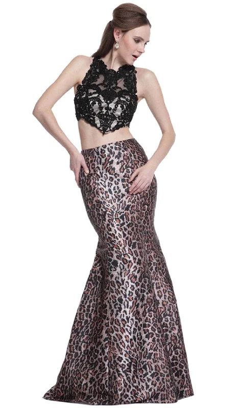 Cinderella Divine - Lace Sleeveless Two-Piece Print Mermaid Evening Gown