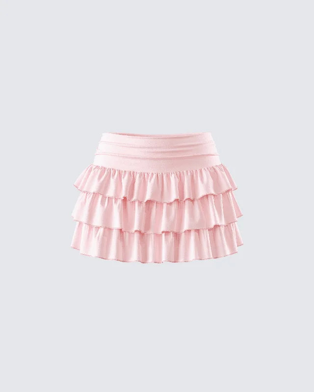 Dakoa Pink Ruffle Mini Skirt