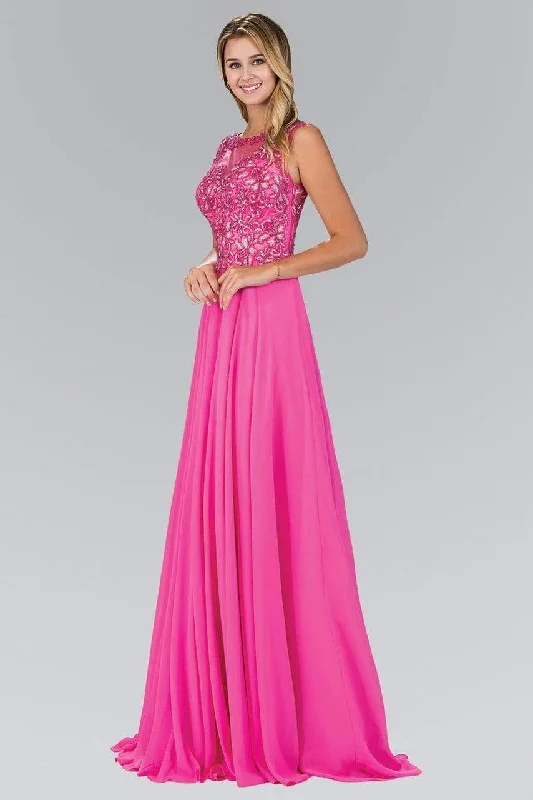 Elizabeth K - GL1410 Beaded Bateau Neck A-Line Gown