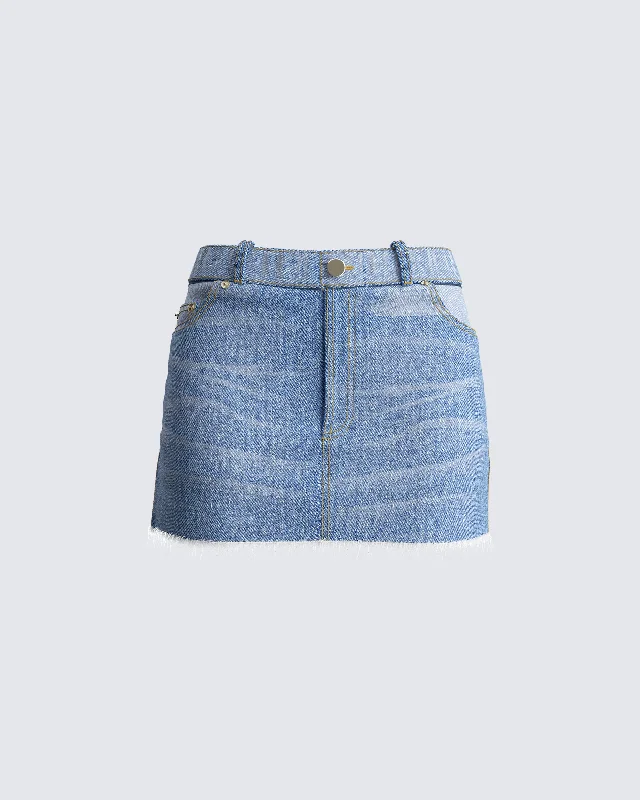 Inaya Blue Denim Mini Skirt