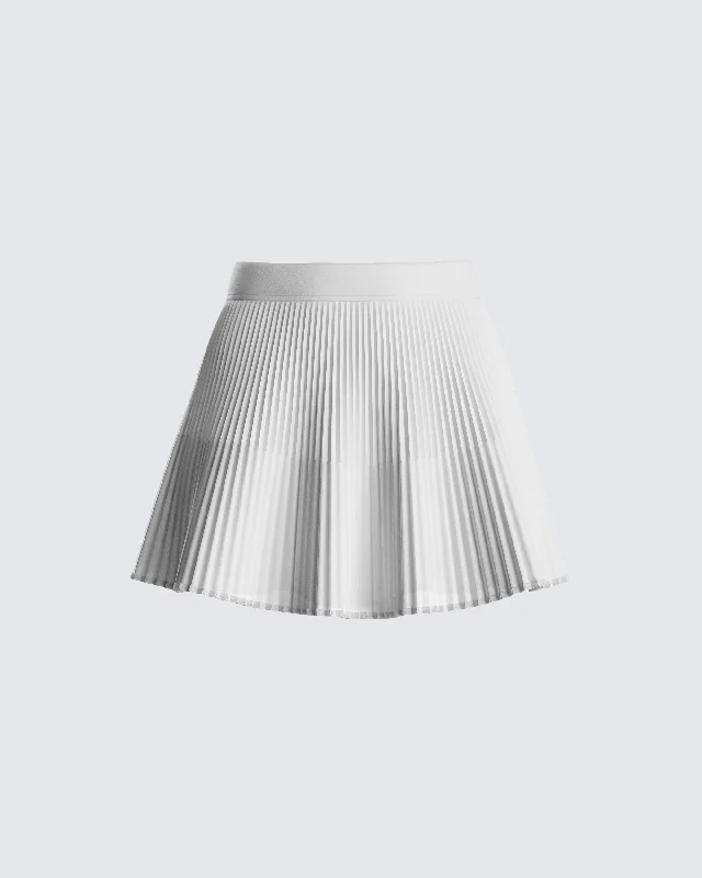 Lani White Pleated Mini Skirt