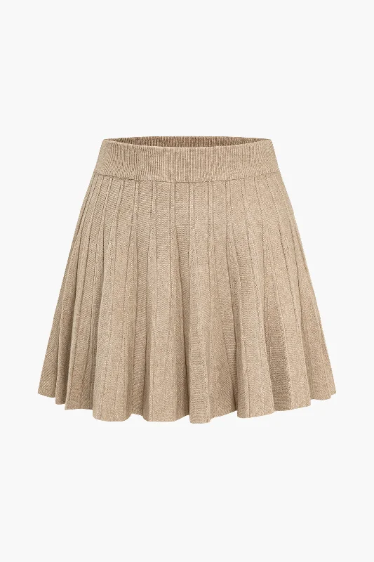 Knit Pleated Mini Skirt