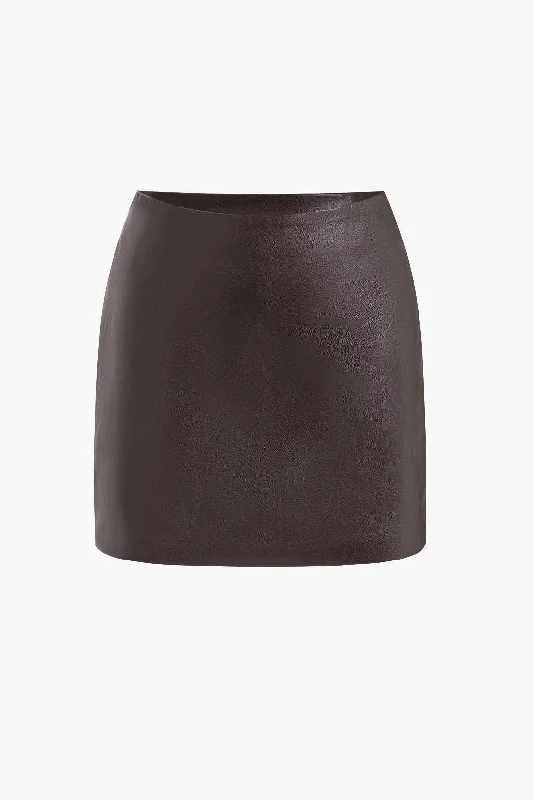 Solid Faux Leather Mini Skirt