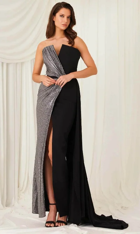 MNM Couture N0532A - Strapless Two Toned Evening Gown