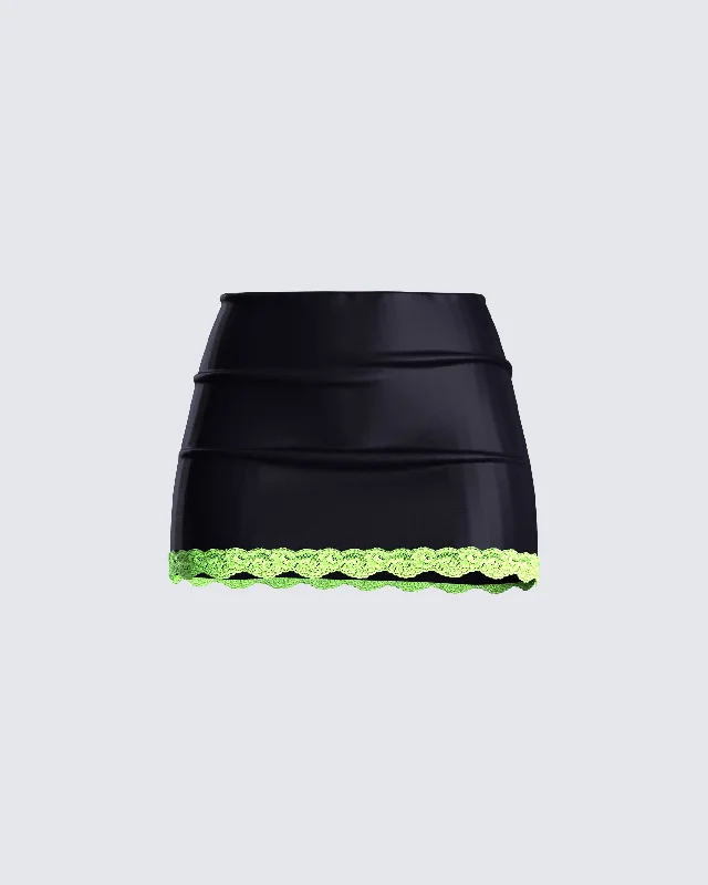 Nadya Black Satin Mini Skirt