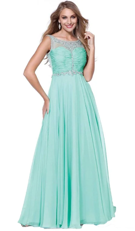 Nox Anabel - 8155 Bateau illusion Chiffon Gown