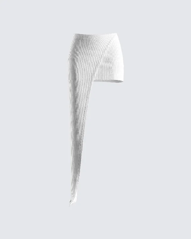 Rami White Rib Draped Mini Skirt