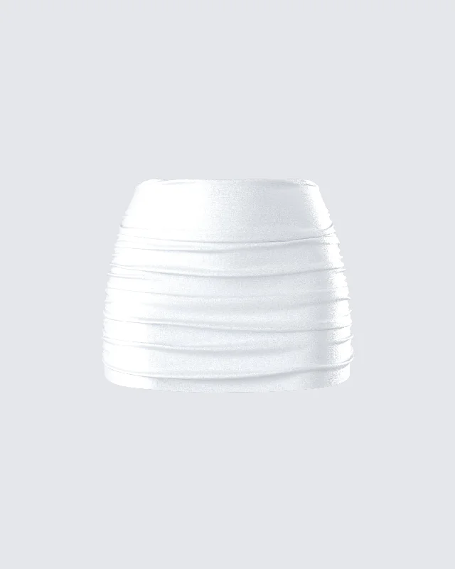 Rivi White Satin Micro Mini Skirt