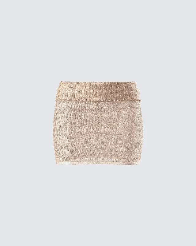 Sakura Gold Knit Micro Mini Skirt