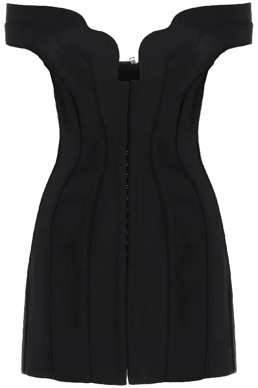 Bustier Dress With Wavy Neckline  - Nero