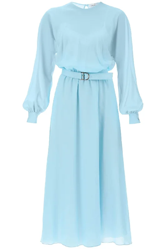 'marta' Silk Chiffon Dress  - Light Blue