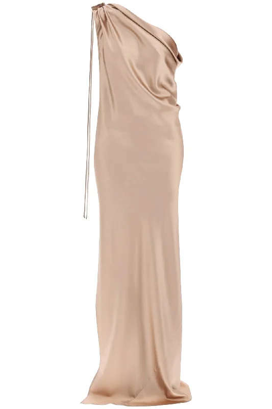 "silk Satin Opera Dress"  - Beige Office unclassified dresses